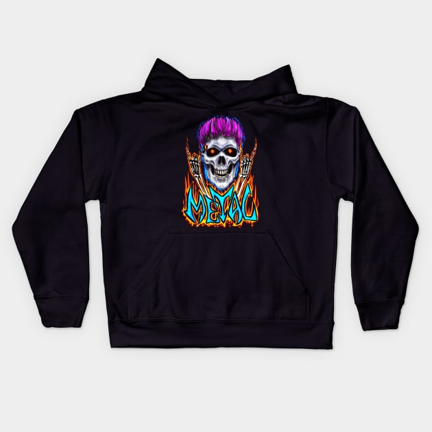 Punk Rocker Skeleton Kids Hoodie by Shawnsonart